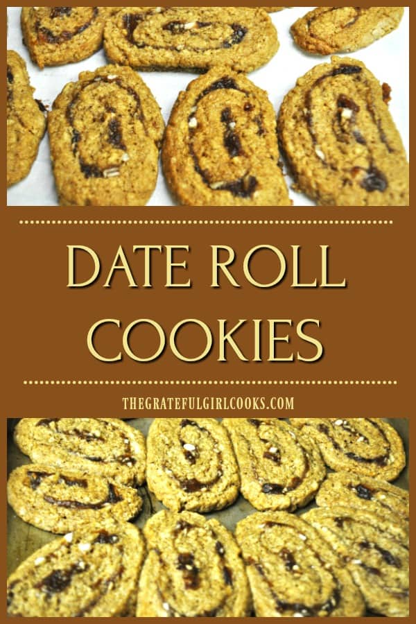 Date roll cookies are sweet, soft and chewy slice and bake cookies, featuring a simple rolled cookie dough with a cooked date and pecan filling.