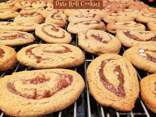 Date Roll Cookies - The Grateful Girl Cooks! Date roll cookies are sweet, soft and chewy slice and bake cookies, featuring a simple rolled cookie dough with a cooked date and pecan filling.
