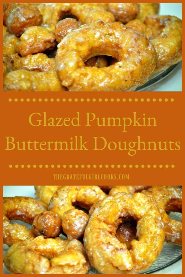 Make a dozen yummy glazed pumpkin buttermilk doughnuts (and doughnut holes) in about 30 minutes! No rising time involved for this easy recipe.