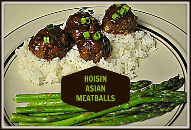 Hoisin Asian Meatballs are made using ground beef, are baked not fried , and are covered with an Asian-inspired hoisin glaze. Great appetizer or main dish.