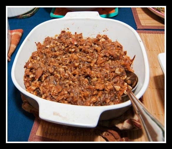 Baked pecan praline yams have a crunchy buttery topping on them!