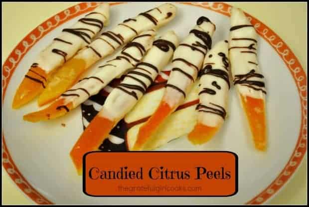 Candied citrus peels (orange and lemon), dipped in chocolate are a unique, sweet treat to make and give to friends and family during the holidays!