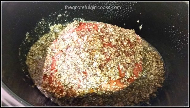 The parmesan honey pork roast is coated with the spice sauce.
