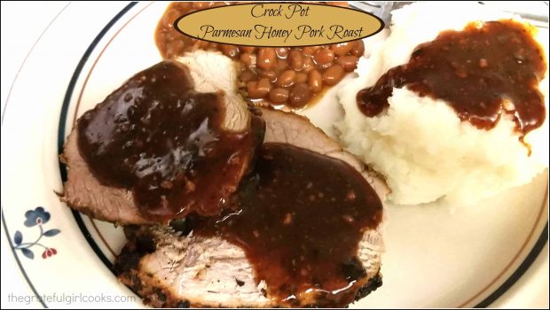 Make a delicious Parmesan Honey Pork Roast in a crock pot, and enjoy tender meat coated in a flavorful soy, honey, garlic, and Parmesan sauce.