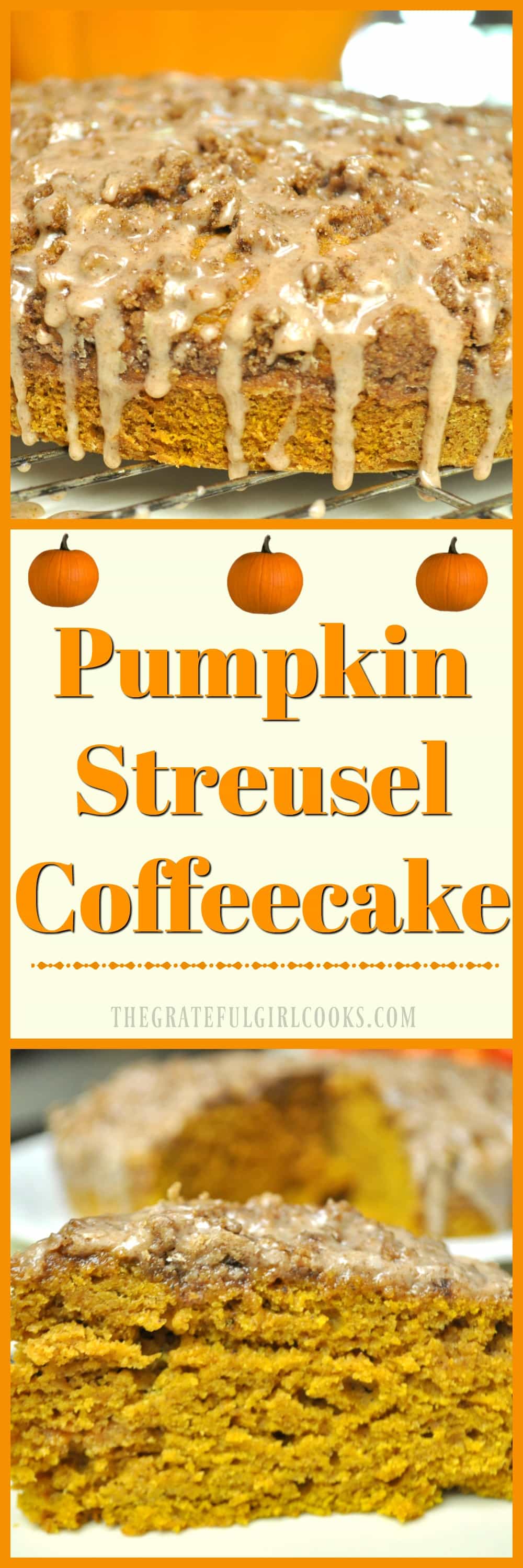 Pumpkin Streusel Coffeecake / The Grateful Girl Cooks! This EASY recipe makes TWO coffeecakes... perfect for company (or freeze one for later!) Pumpkin Streusel Coffeecake / The Grateful Girl Cooks! This EASY recipe makes TWO coffeecakes... perfect for company (or freeze one for later!)