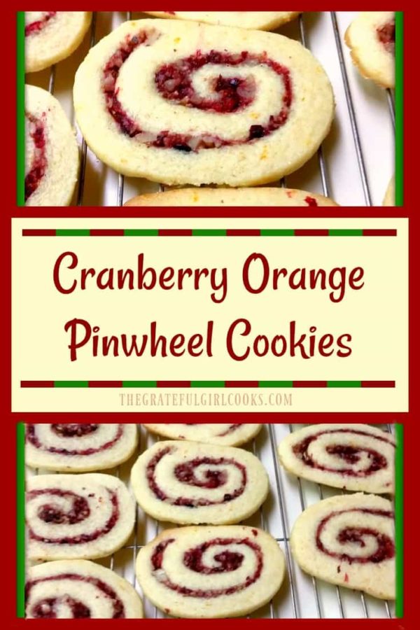 Enjoy these festive looking and delicious cranberry-orange pinwheel cookies, filled with swirled cranberry, orange and pecans.