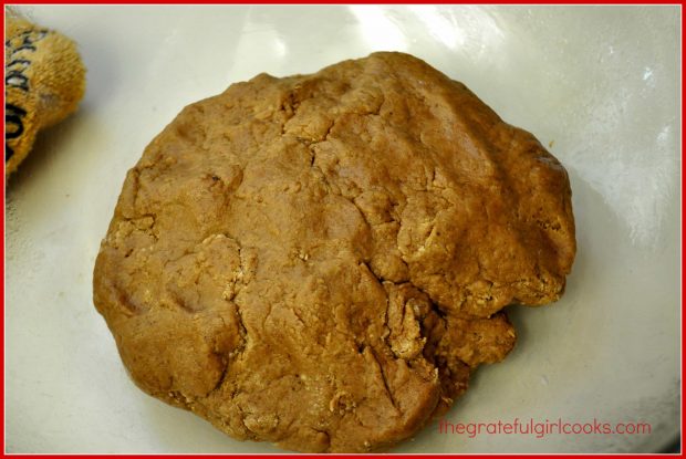 The dough has come together for gingerbread bagels and now has to rise.