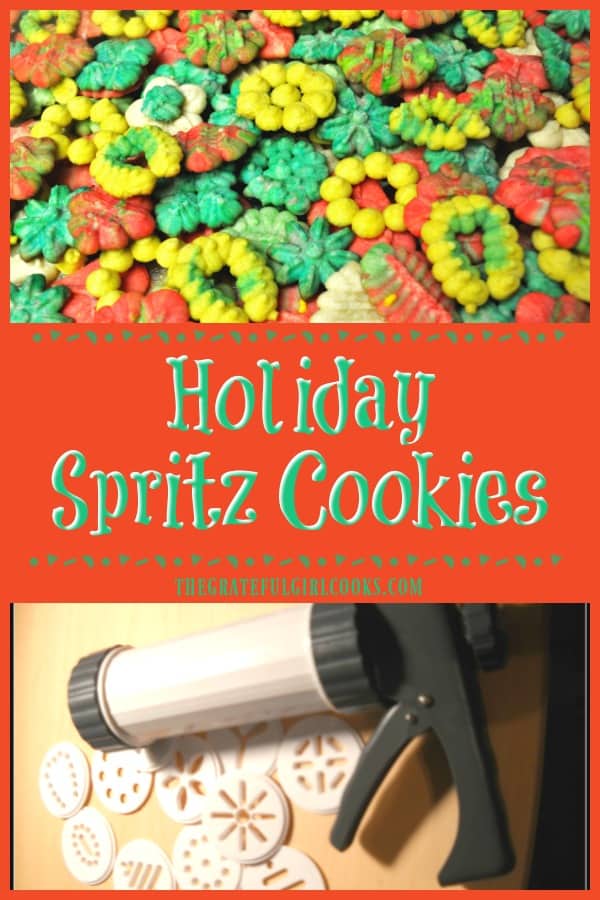 It's easy to make a LOT of small, buttery holiday spritz cookies for eating or gift giving, using an inexpensive cookie press to make festive shapes!