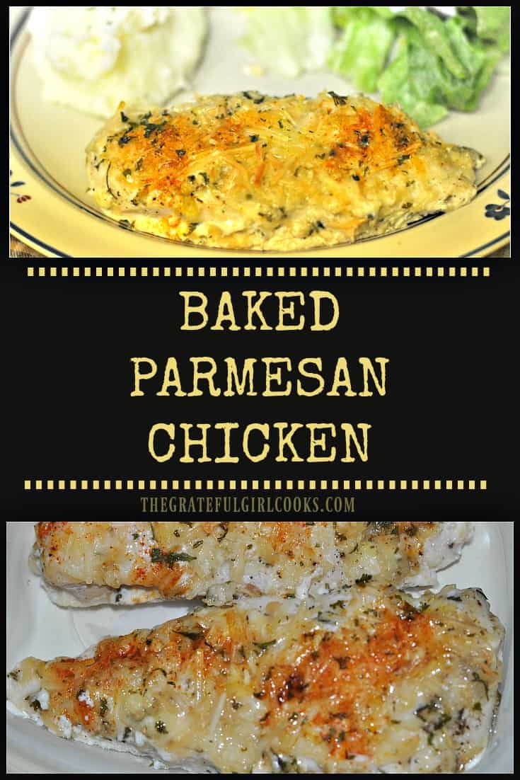 Baked Parmesan Chicken - You'll enjoy these easy to make, seasoned, baked chicken breasts with a creamy Parmesan cheese coating! Delicious, and 5 minute prep!