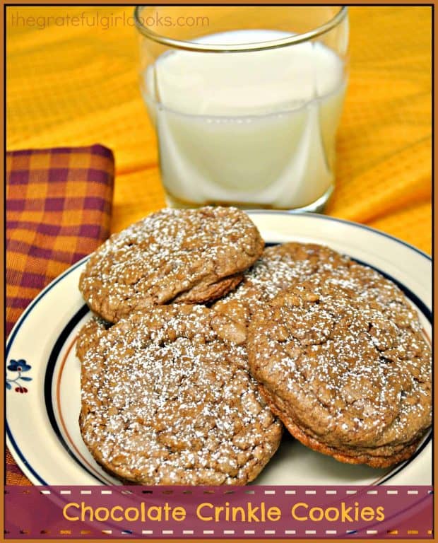 Chocolate Crinkle Cookies- How can you go wrong with easy to make chocolate, chocolate chip cookies that get all cute and "crinkly" when you bake 'em?