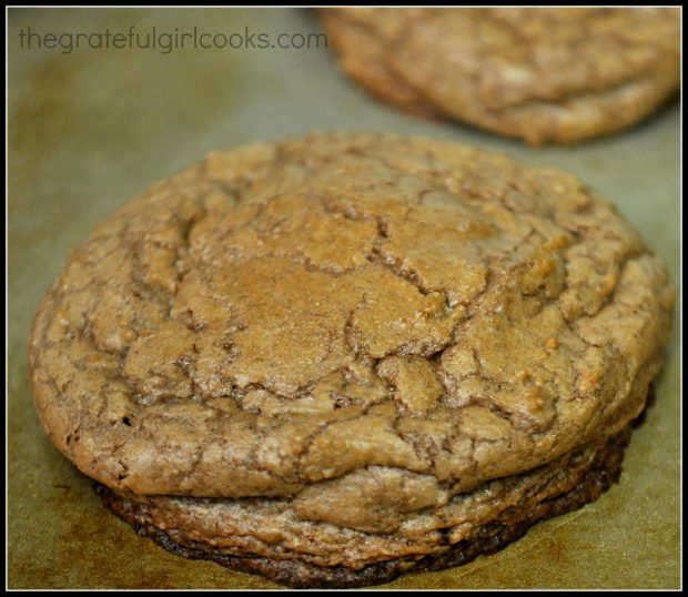 Chocolate crinkle cookies come out of the oven nice and wrinkly, and ready to eat!