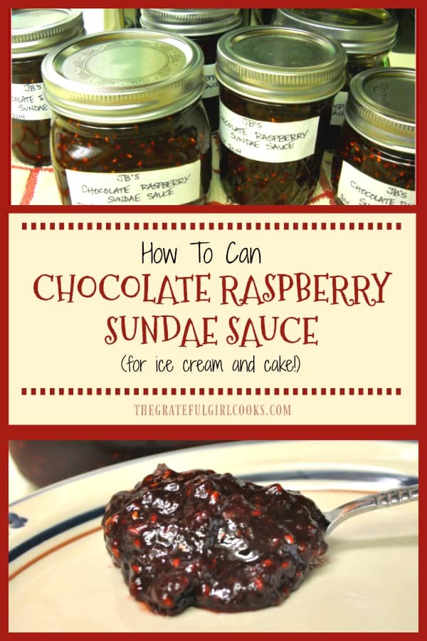 Chocolate Raspberry Sundae Sauce is a perfect topping for ice cream or cake! Learn how to can this thick chocolate flavored sauce for long term storage!