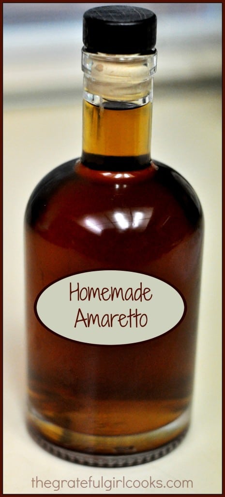 Homemade Amaretto is ready to store in cool, dark place.