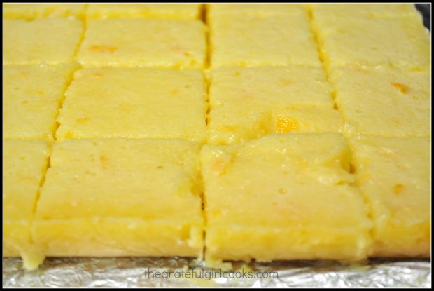 Baked lemon bars, cut into slices to serve