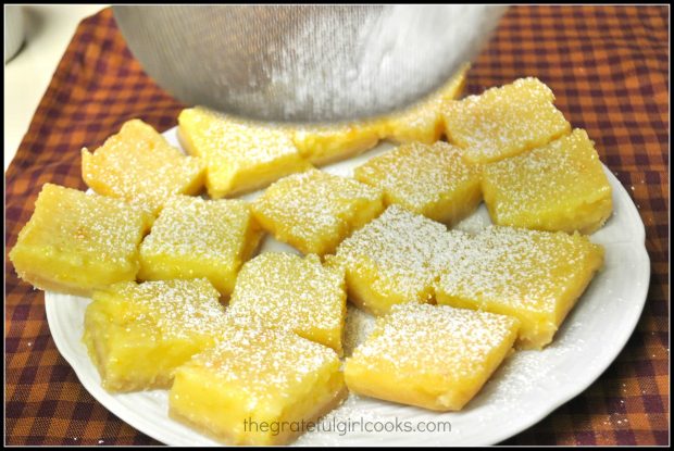 Powdered sugar sifted onto lemon bars