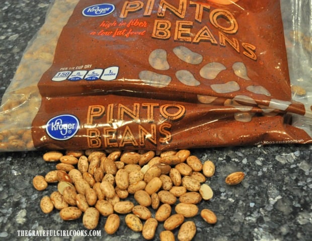 Dried pinto beans ready to be used for canning!