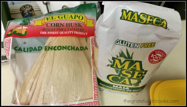 Corn husks and masa for pork tamales