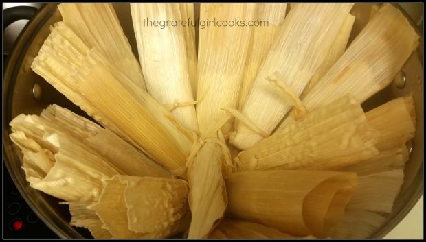 Pork tamales are steamed for one hour