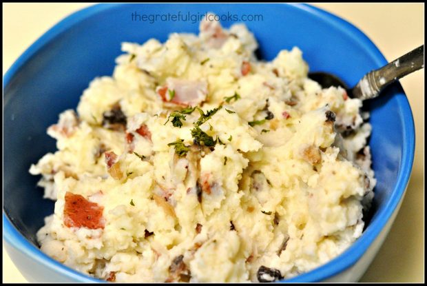 Smashed Potatoes with Mushrooms and Shallots / The Grateful Girl Cooks!