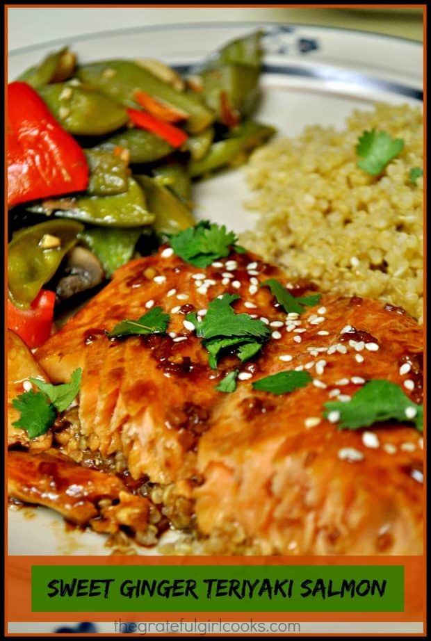 Salmon is marinated in a teriyaki, ginger, garlic, honey & brown sugar sauce, then baked for 15-30 minutes in this easy to prepare delicious seafood dinner!
