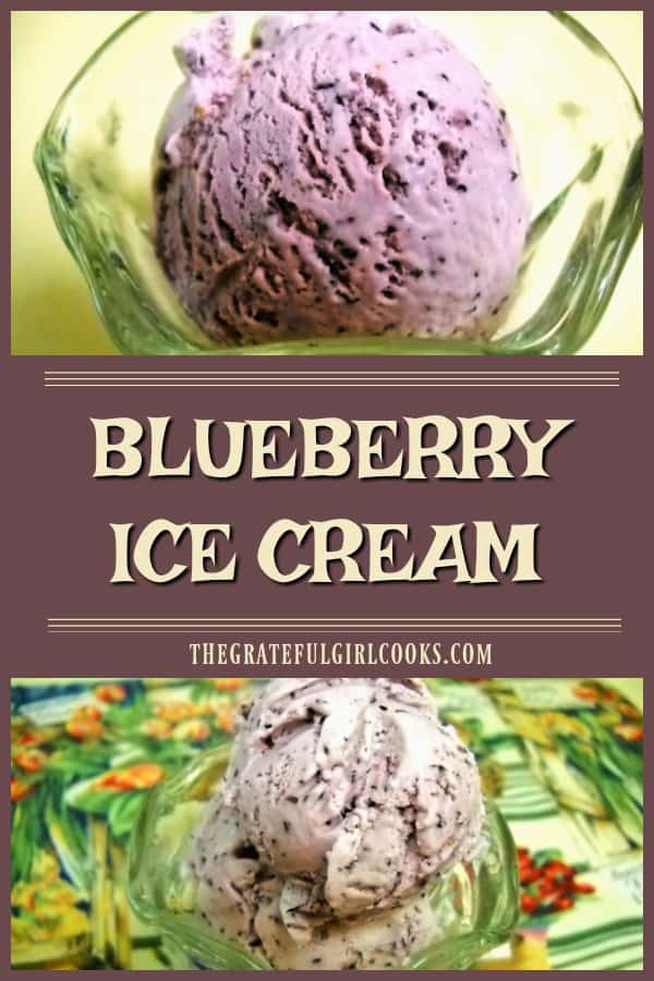 Grab the ol' ice cream maker and get ready to make some creamy and delicious homemade blueberry ice cream, filled with lots of yummy blueberries!