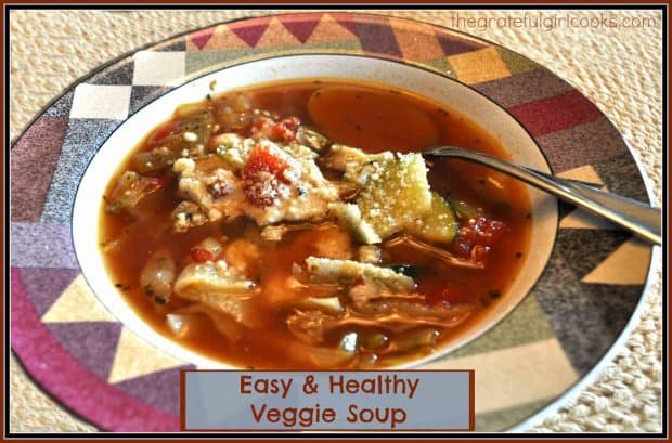 You're gonna love this yummy Weight Watchers recipe for easy to make Italian healthy veggie soup, w/carrots, zucchini, onions, tomatoes, garlic and cabbage!