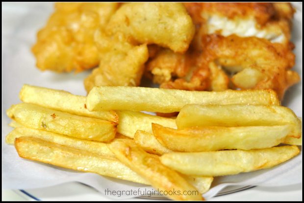 Beer Battered Fish And Chips / The Grateful Girl Cooks! Beer battered fish and chips are now served!