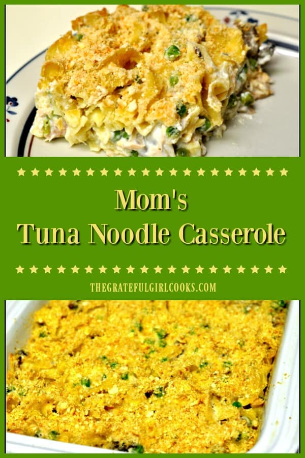 Nothing says "old school comfort food" like Mom's Tuna Noodle Casserole! This classic dish has been around for years, is delicious, and easy on the budget!