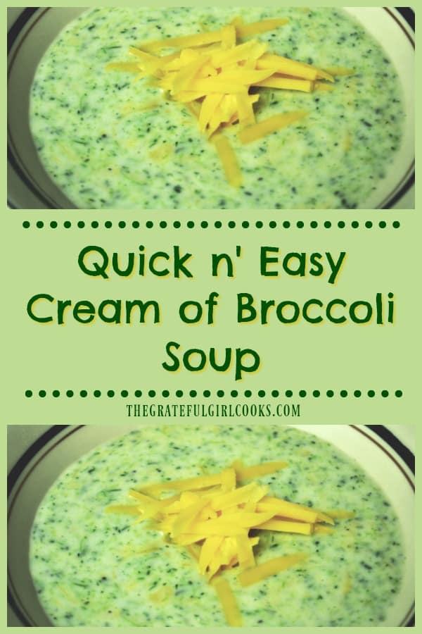 Quick n' Easy Cream of Broccoli Soup / The Grateful Girl Cooks!