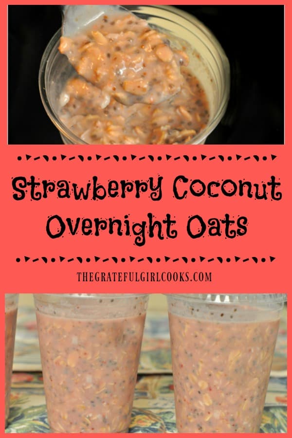 It's easy to make Strawberry Coconut Overnight Oats with this recipe that uses almond milk, rolled oats, chia seeds, and maple syrup for a sweetener!