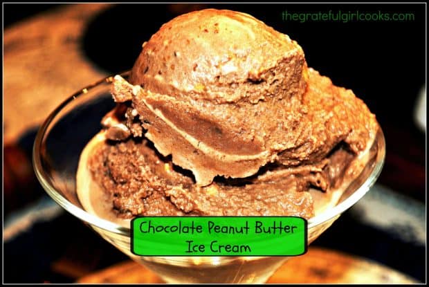 Grab the ol' ice cream maker and enjoy a scoop of this delicious, cold and creamy chocolate peanut butter ice cream! You're gonna love it!