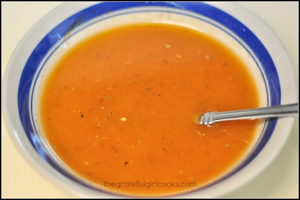 Homemade Italian Dressing is red in color, due to the paprika in it.