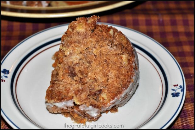 One slice of hummingbird cake on a plate