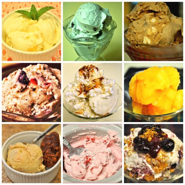 A collage of ice cream photos from my blog recipes.