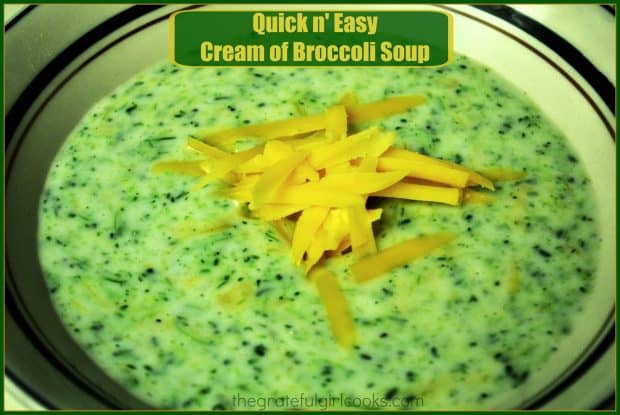 Make 4 servings of this simple, delicious, quick n' easy cream of broccoli soup (with cheddar cheese!) in under 30 minutes!