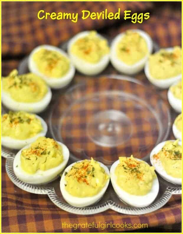 You'll love these yummy, creamy deviled eggs. These classic bite sized appetizers are so simple to prepare, and will be a big hit at any celebration or potluck.