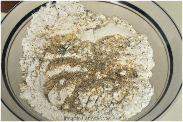 Flour and spices for chicken in bowl