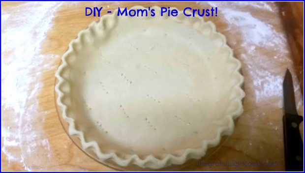 Mom's pie crust is a family favorite! Here's a step-by-step tutorial on how to make a delicious, flaky pie crust from scratch in about 10 minutes!