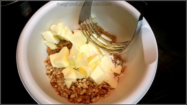 Making the streusel to top the Dutch crumb apple pie is easy.