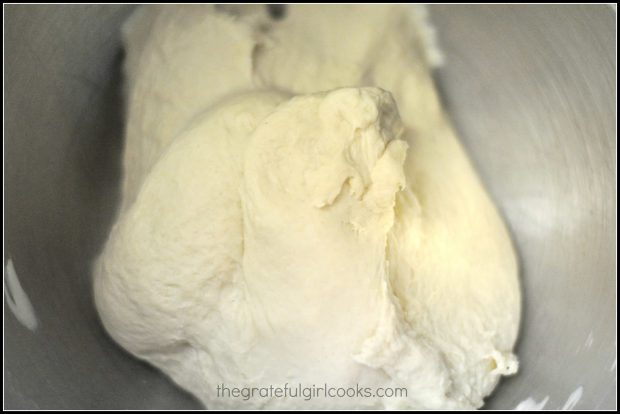 Once dough is mixed together, it is removed and covered while it rises.