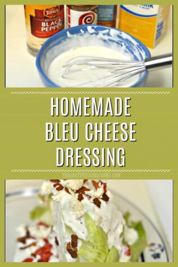 Make delicious, thick & creamy bleu cheese salad dressing from scratch, with only a few ingredients! This is a Morton's Steakhouse copycat recipe.