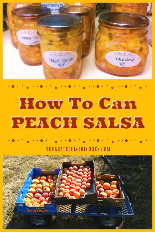 Learn how to can peach salsa, with fresh peaches, limes, jalapenos, etc. It's a great way to store the bounty of summer in the pantry all year round!