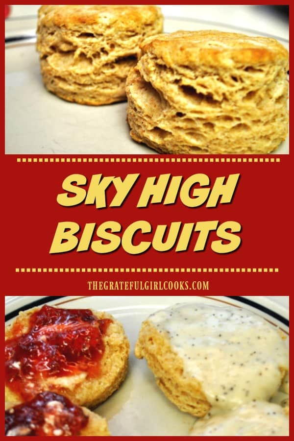 Sky High Biscuits are made in 30 minutes, using a combination of whole wheat and all purpose flour. Yummy and easy on the budget!