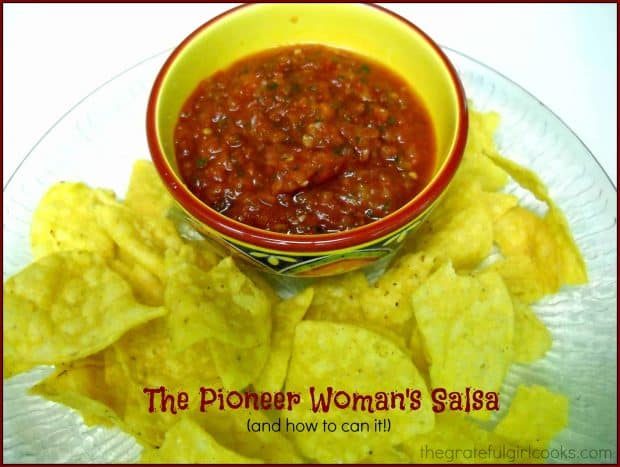 Enjoy The Pioneer Woman's salsa, an easy, scrumptious, restaurant-style salsa! Recipe also includes instructions for canning it for long term storage!