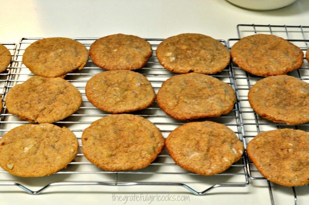 Butter Pecan Crisps, cooling on wire racks after baking.