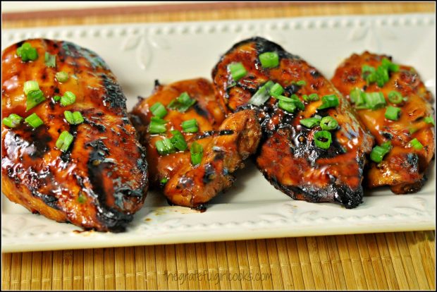 Hawaiian Huli Huli Chicken on white platter, ready to eat!