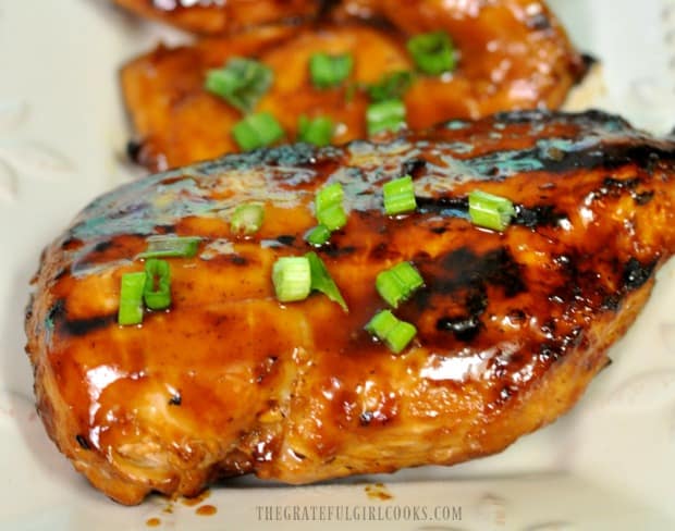 Hawaiian Huli Huli Chicken, garnished with green onions, ready to eat!