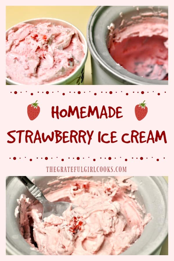 Thick, cold and creamy homemade strawberry ice cream is packed with fresh strawberries and is the perfect dessert treat, any time of year!