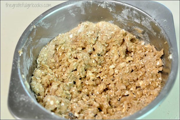 Crumble topping in bowl for top of cobbler