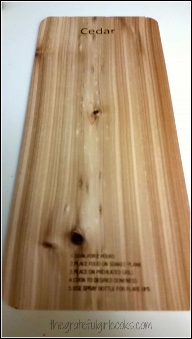 Cedar plank used to grill salmon on BBQ